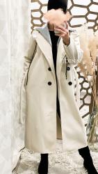 Manteau bi matière beige