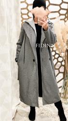Manteau bi matière gris